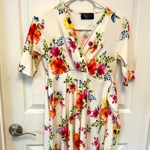 Cream floral maternity dress